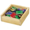 Alfabeto in legno magnetico con cassetta 52 pz