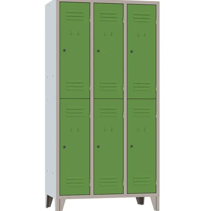 Armadio spogliatoio sovrapposto metallo 6 posti verde scuro