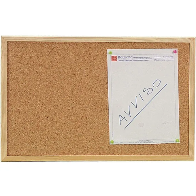 Bacheca in sughero con bordo in legno cm 60x40