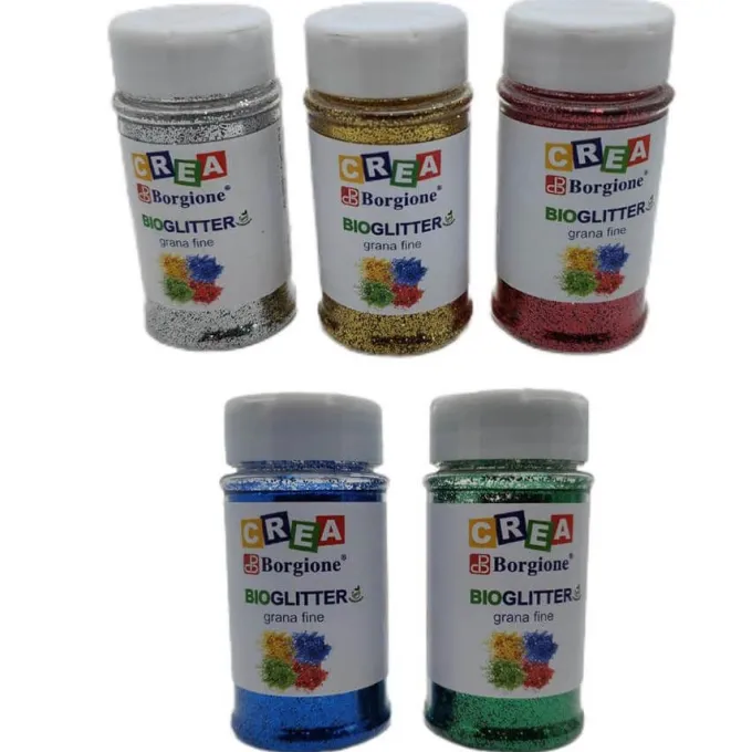 Bio-glitter fine 5 colori da 50 grammi