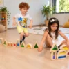 Blocchi arcobaleno con cornice in legno
