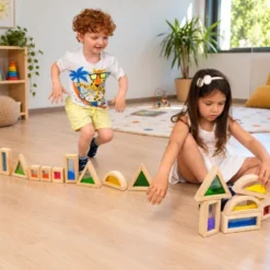 Blocchi arcobaleno con cornice in legno