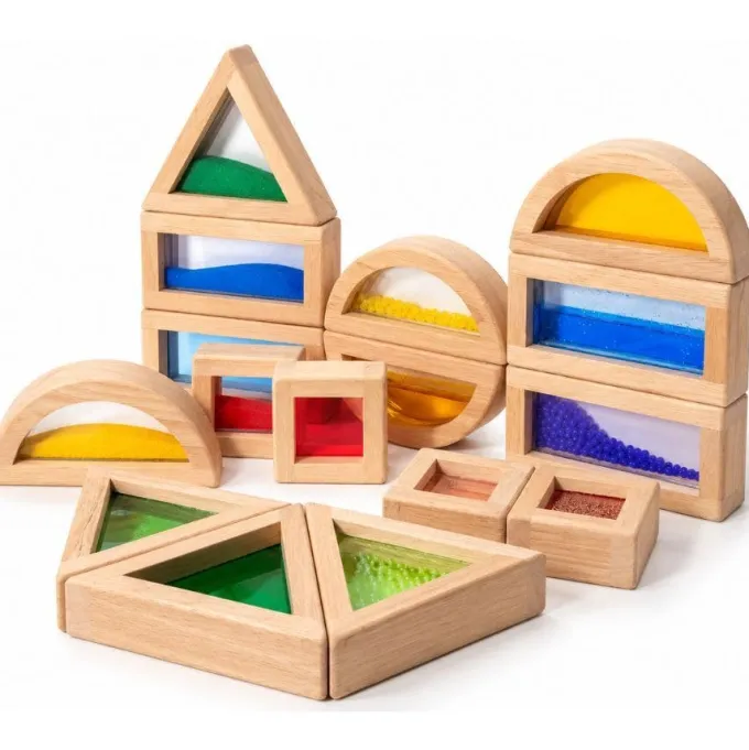 Blocchi arcobaleno con cornice in legno