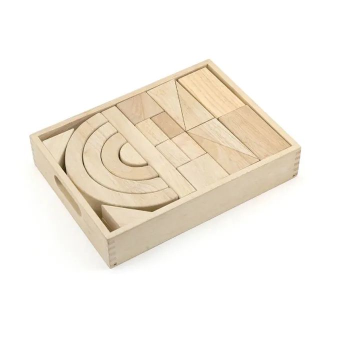 Blocchi grandi in legno naturale con cassetta