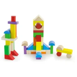 Blocchi in legno 100 pezzi naturali e colorati