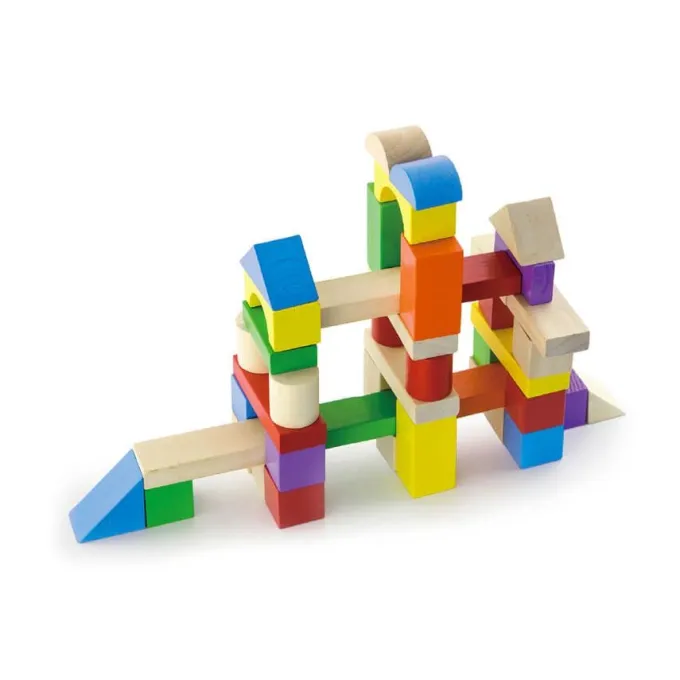 Blocchi in legno 100 pezzi naturali e colorati