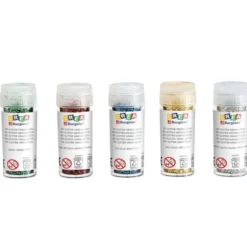 Brillantina glitter bio - grana media - 5 colori da 8 gr