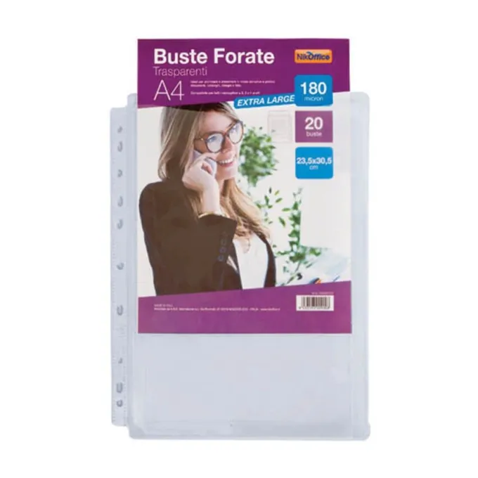 Buste trasparenti a soffietto con perforazione