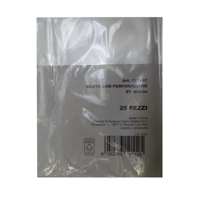 Buste trasparenti perforate - 60 micron 25 pezzi