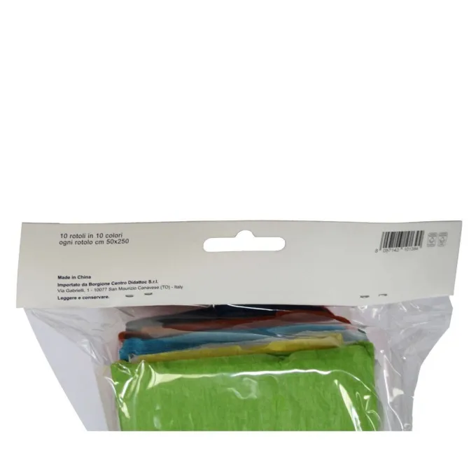 Carta crespa scuola borgione - 10 rotoli 10 colori