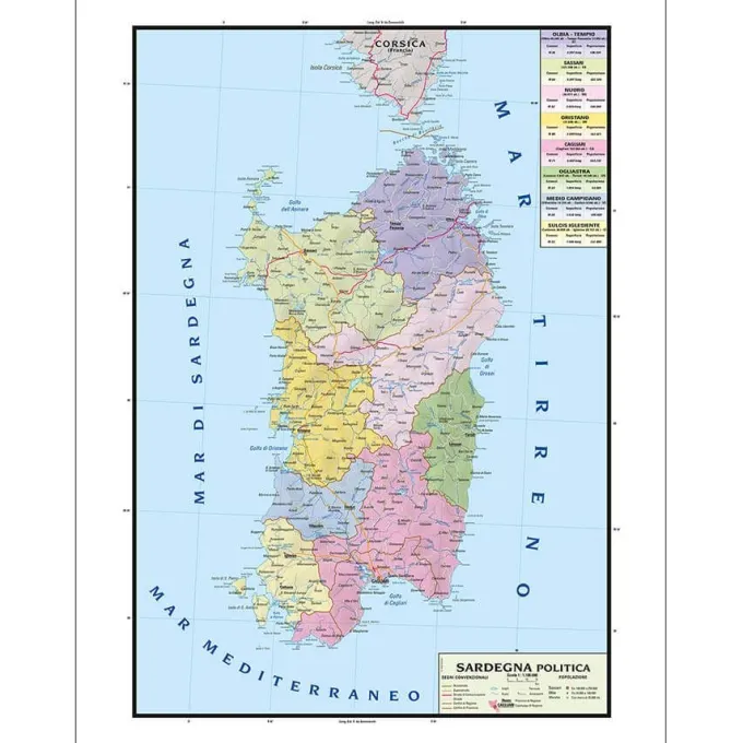 Carta geografica sardegna