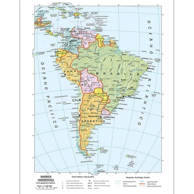 Carta geografica sud america