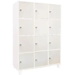 Casellario 12 ante lucchett. cam premium- bianco con piedini