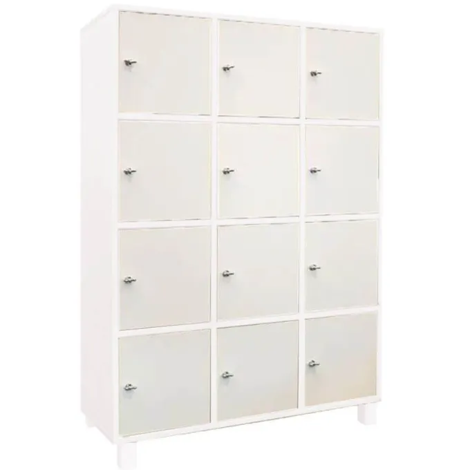 Casellario 12 ante lucchetti cam premium- bianco piedini
