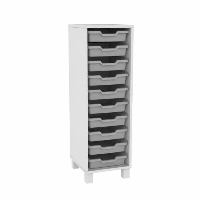 Cassettiera 8 cassette grigie - bianco latte - base con