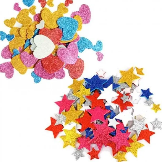 Cuori e stelle glitter in eva - 400 pezzi