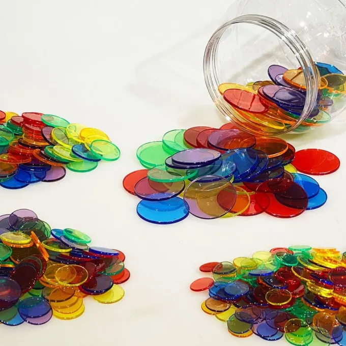 Dischetti in plastica colorata - 240 pezzi in 6 colori