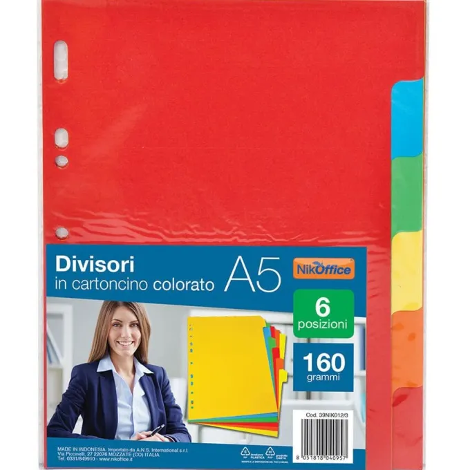 Divisori intercalari a5 6 posizioni colori assortiti