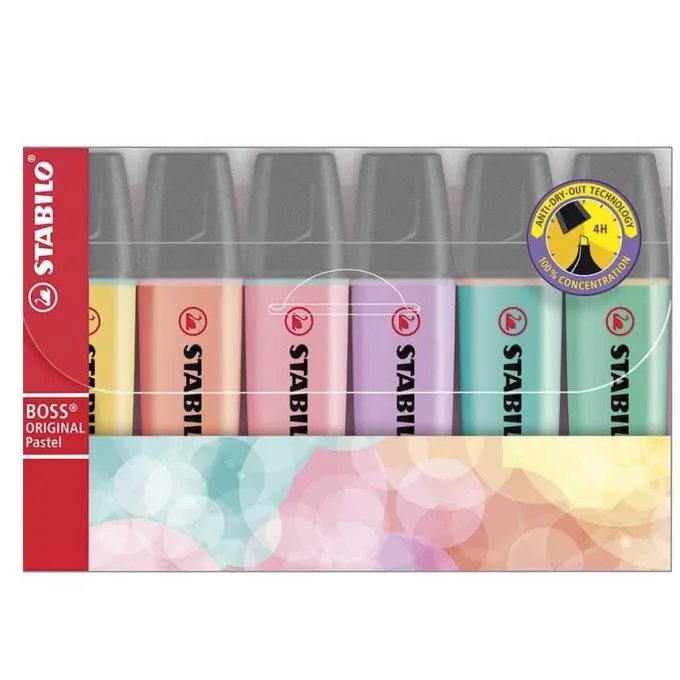 Evidenziatori stabilo boss - 6 colori pastello