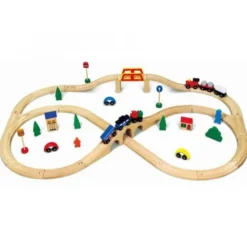 Ferrovia in legno - 49 pezzi