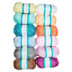 Lana acrilica 12 gomitoli da g 25 in 12 colori pastello