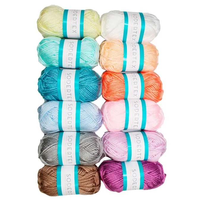 Lana acrilica 12 gomitoli da g 25 in 12 colori pastello