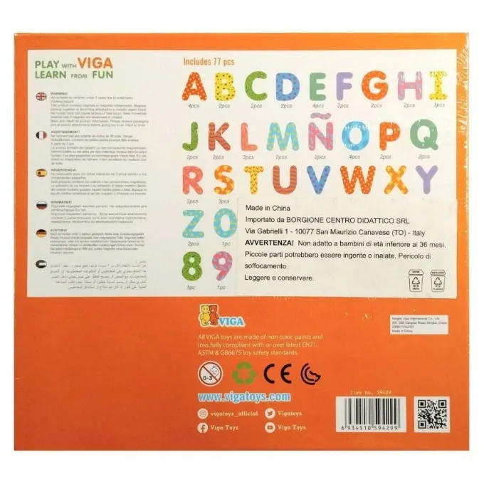 Lettere e numeri magnetici in legno 77 pz
