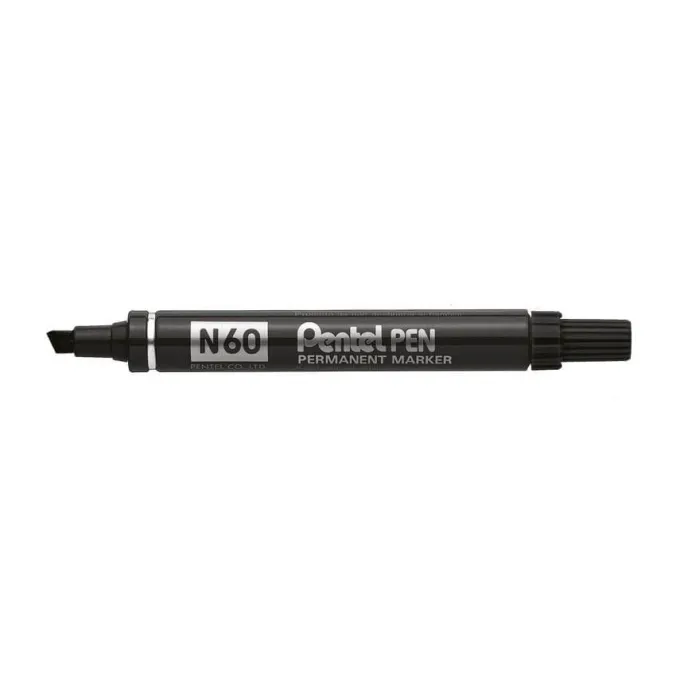 Marcatore permanente pentel n60 - punta scalpello nero