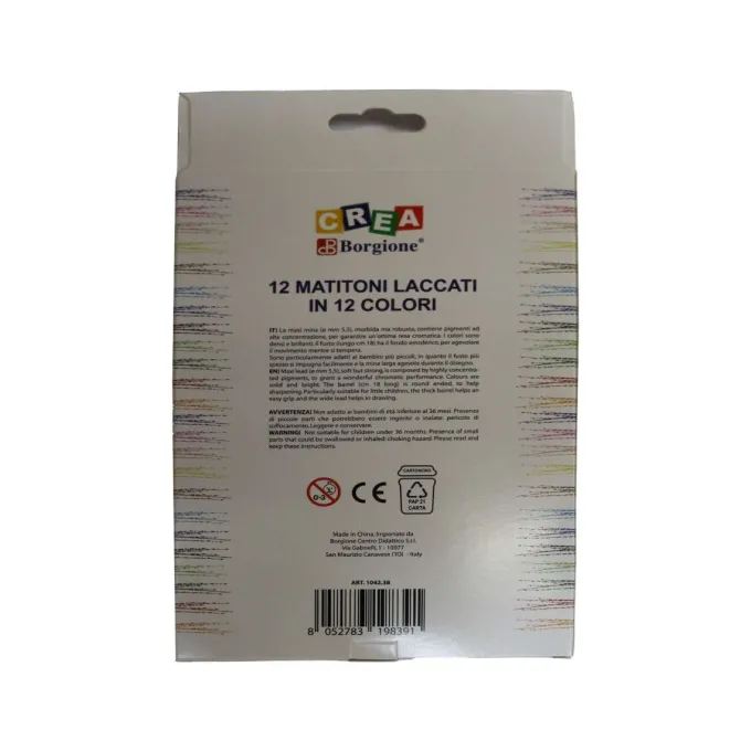 Matitoni colorati laccati esagonali borgione - 12 pezzi
