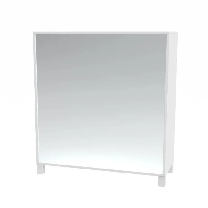 Mobile con specchio - bianco latte 3 vani - base con piedino