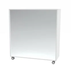 Mobile con specchio - bianco latte 3 vani - base con ruote
