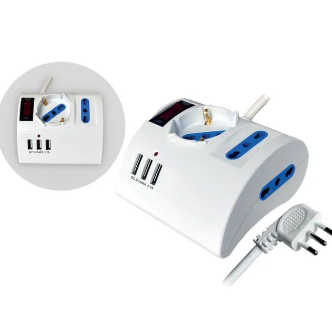 Multipresa 5 posti+2 usb con interruttore