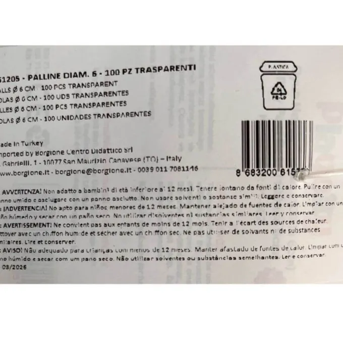 Palline per piscina trasparenti - 100 pezzi cm 6