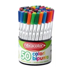 Pennarelli bipunta 50 pezzi in 50 colori in barattolo