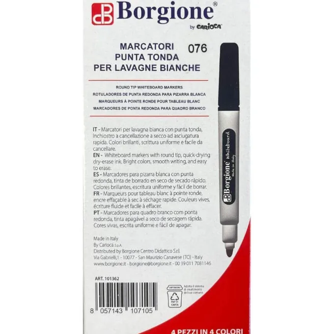 Pennarelli lavagna bianca alta capacità - 4 colori p. tonda