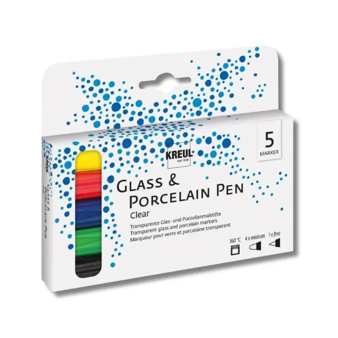 Pennarelli per vetro e ceramica - 5 pezzi in 5 colori