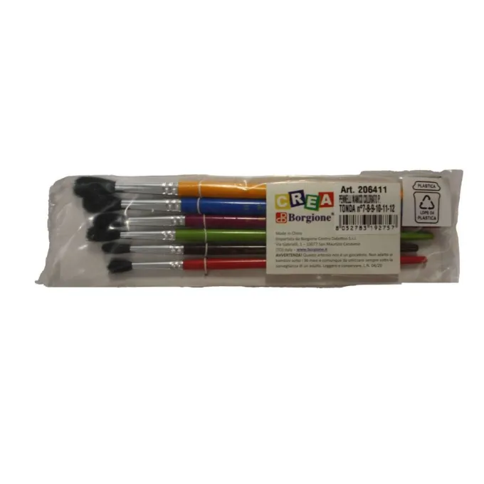 Pennelli colorati punta tonda borgione - 6 pezzi assortiti