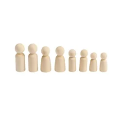Personaggi in legno da decorare - famiglia 8 pezzi