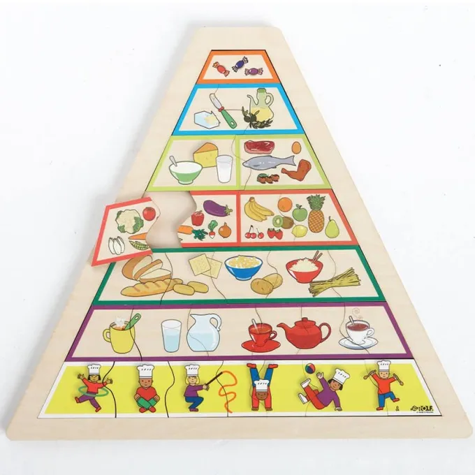 Piramide degli alimenti in legno