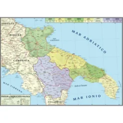 Puglia e basilicata -carta geogr. bifacciale politica fisica