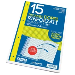 Ricambi doppi per raccoglitori quadretti mm 5 - 15 fogli