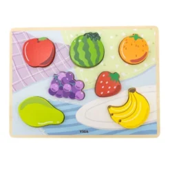 Set 3 incastri facilitati legno -veicoli fattoria e frutta