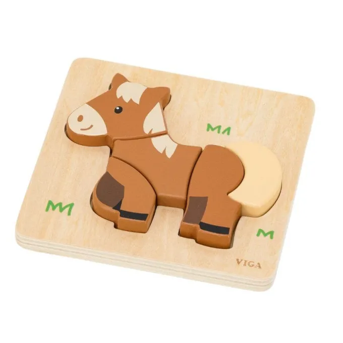 Set 4 puzzle in legno ad incastro - animali