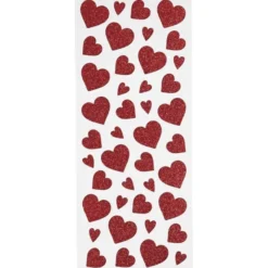 Sticker cuori rossi glitter - 100 pezzi