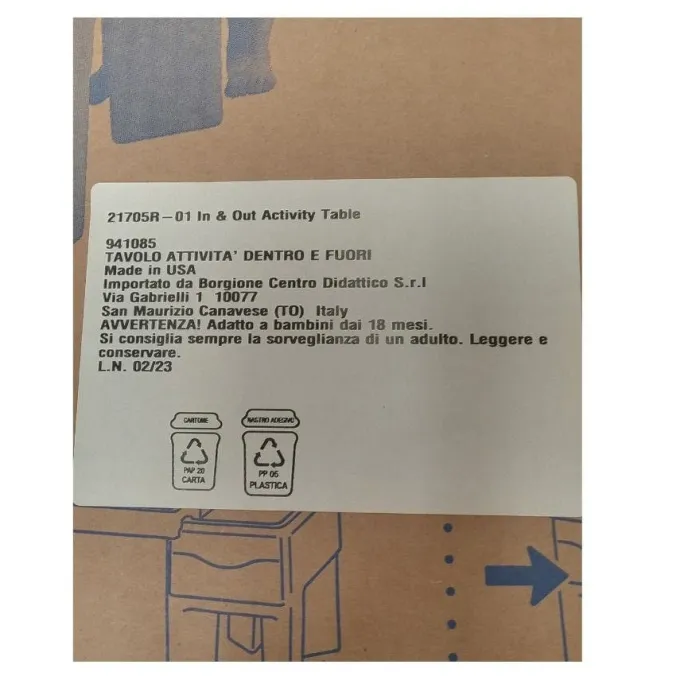 Tavolo attivita' dentro e fuori