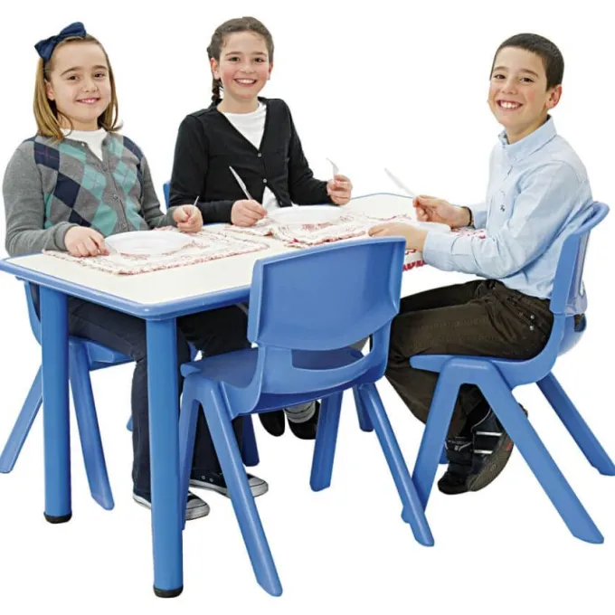 Tavolo ergonomico scuola primaria azzurro con 6 sedie 40 h