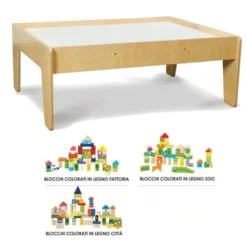 Tavolo gioco con blocchi in legno - 175 pezzi