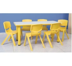 Tavolo rettangolare+6 sedie infanzia linea ergonomica