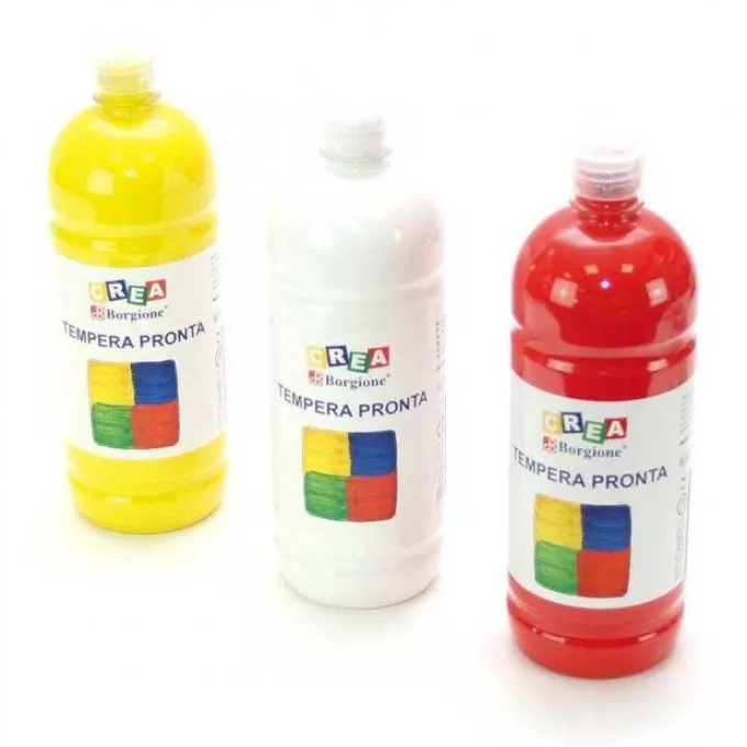 Tempera borgione - ml 1000x6 flaconi colorati + 3 tamponi