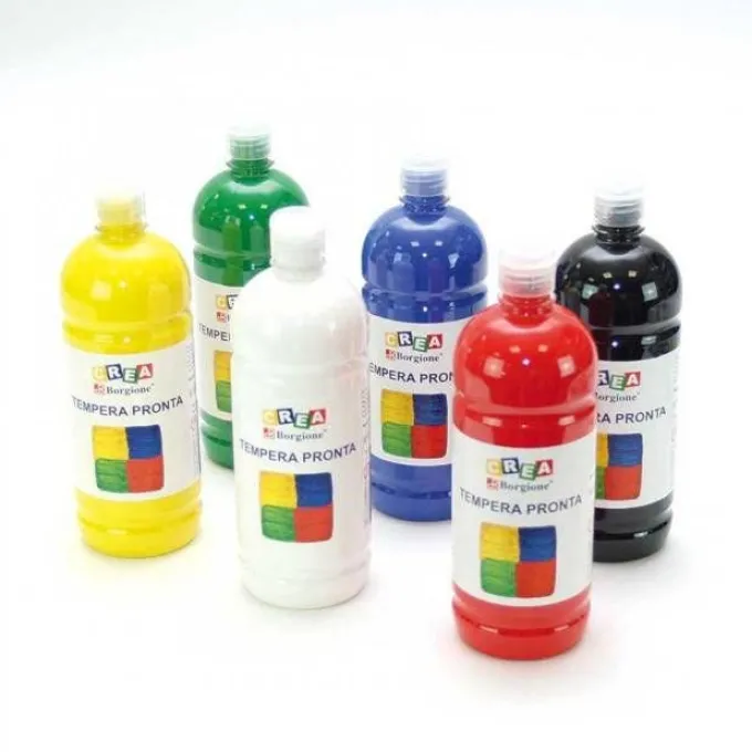 Tempera borgione - ml 1000x6 flaconi colorati + 3 tamponi